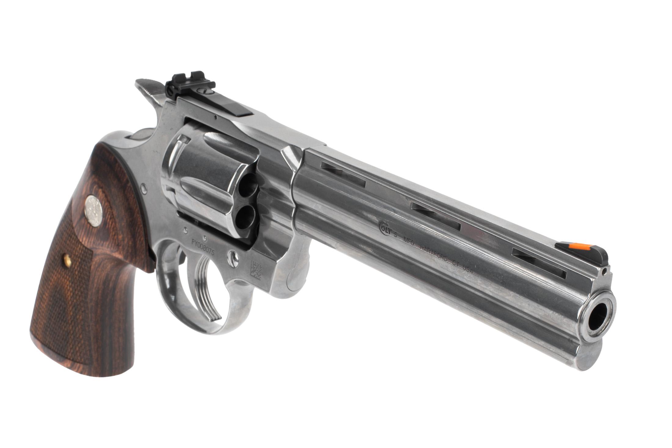 Colt Python .357 Magnum 6 Shot Revolver Fiber Optic Sights Stainless Walnut 6" PYTHONSP6WTS
